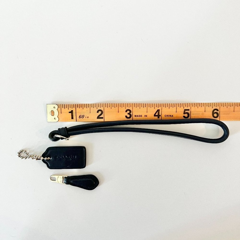 Replacement COACH Leather Wristlet Strap, Charm, and Zipper Pull in Dark Blue